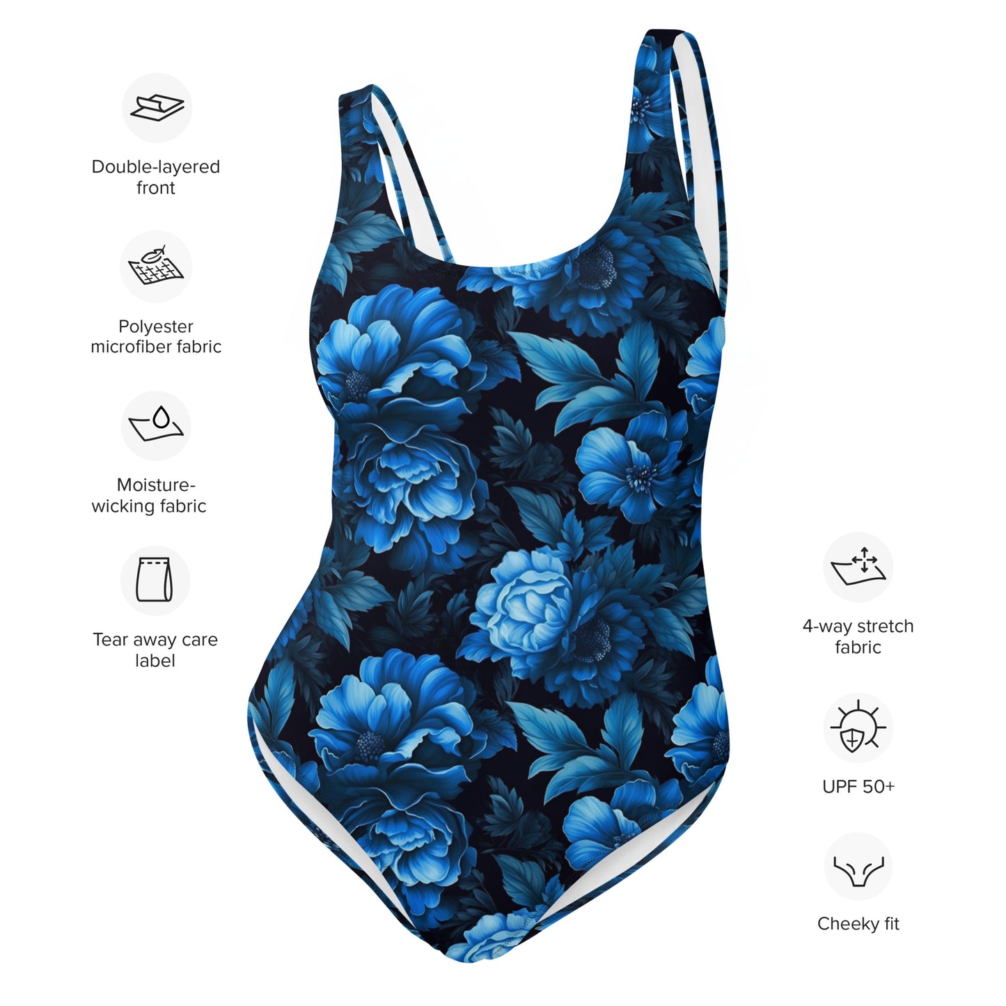 Luminous Blue Floral One-Piece Swimsuit