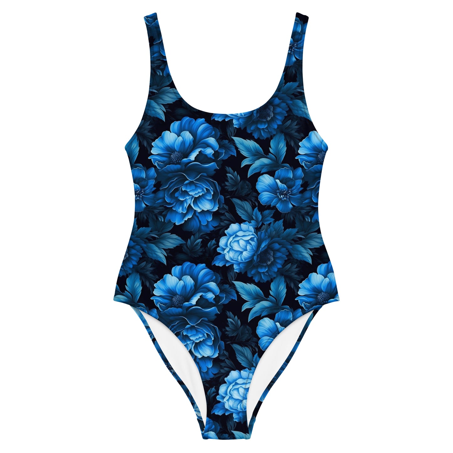Luminous Blue Floral One-Piece Swimsuit