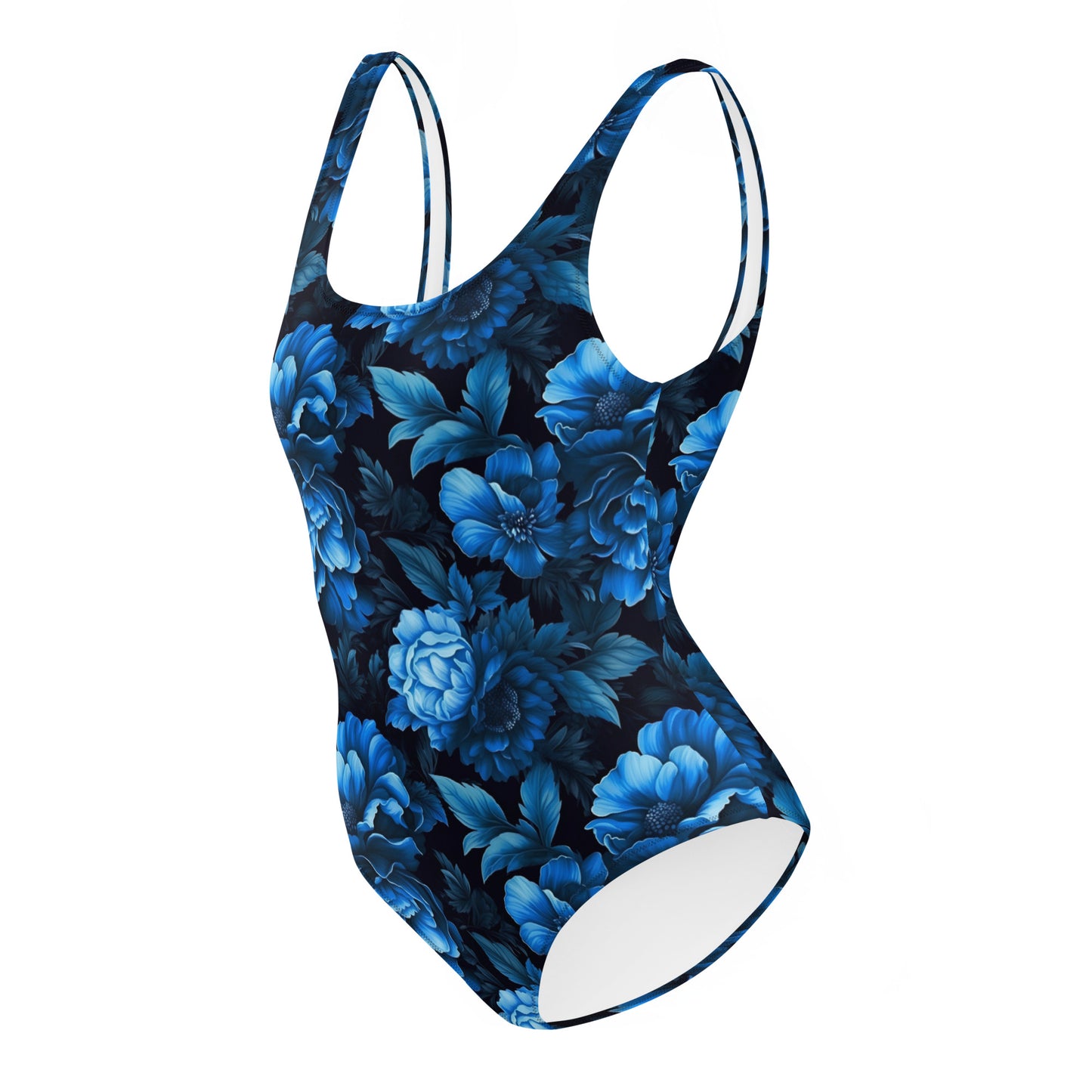 Luminous Blue Floral One-Piece Swimsuit