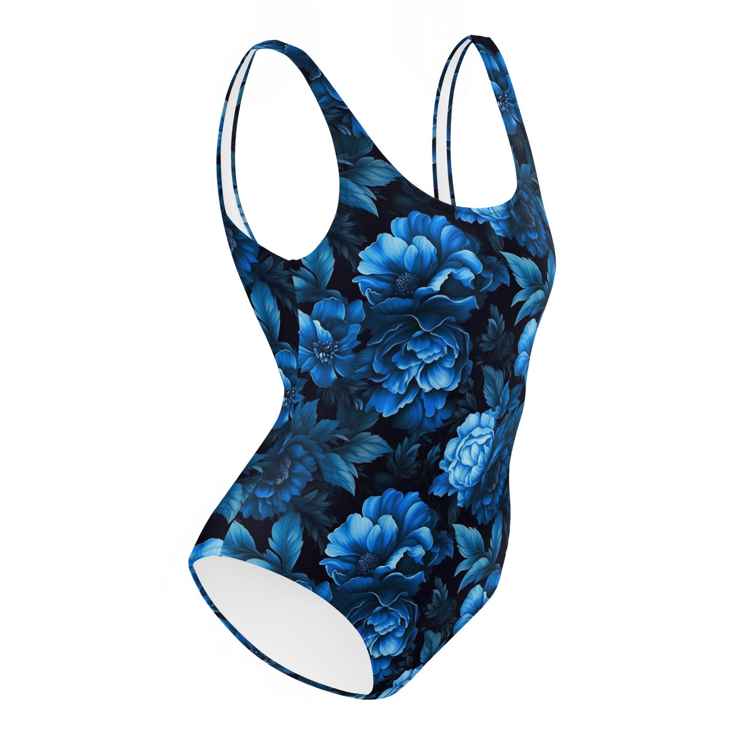 Luminous Blue Floral One-Piece Swimsuit