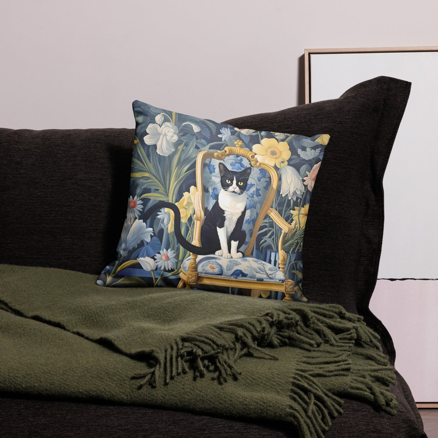 Pogo - Tuxedo Cat Maximalist Portrait Pillow