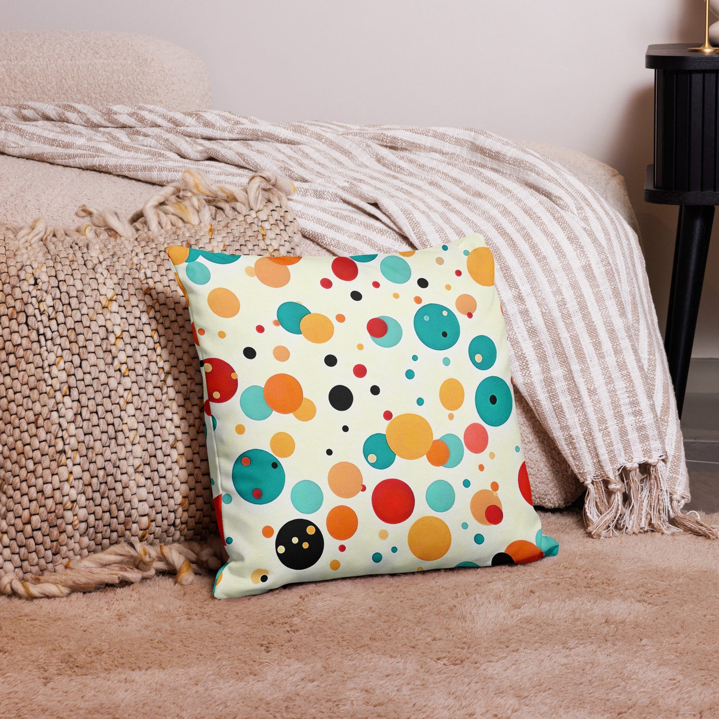 Colorful Dots V1 White Background Premium Pillow