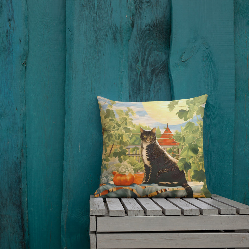 Vincent - Striped Tabby in the Garden Pillow