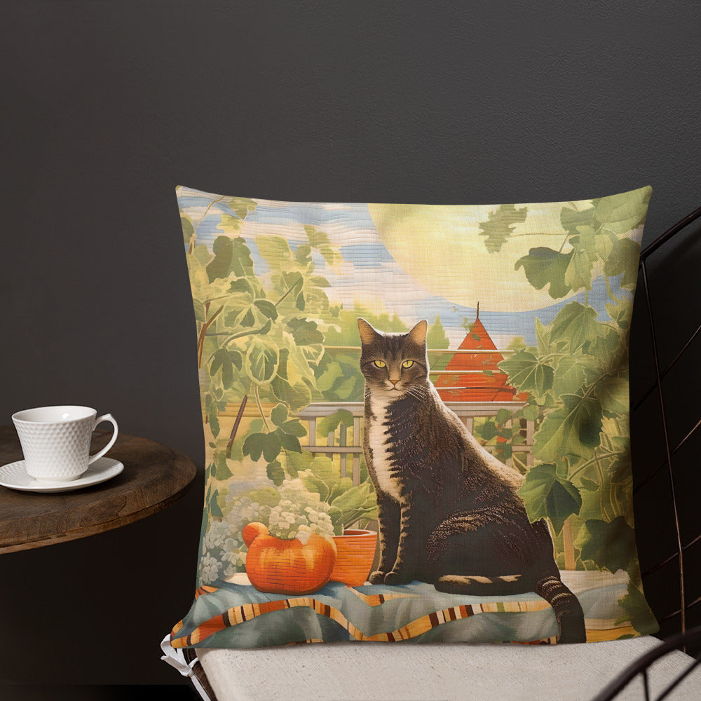 Vincent - Striped Tabby in the Garden Pillow