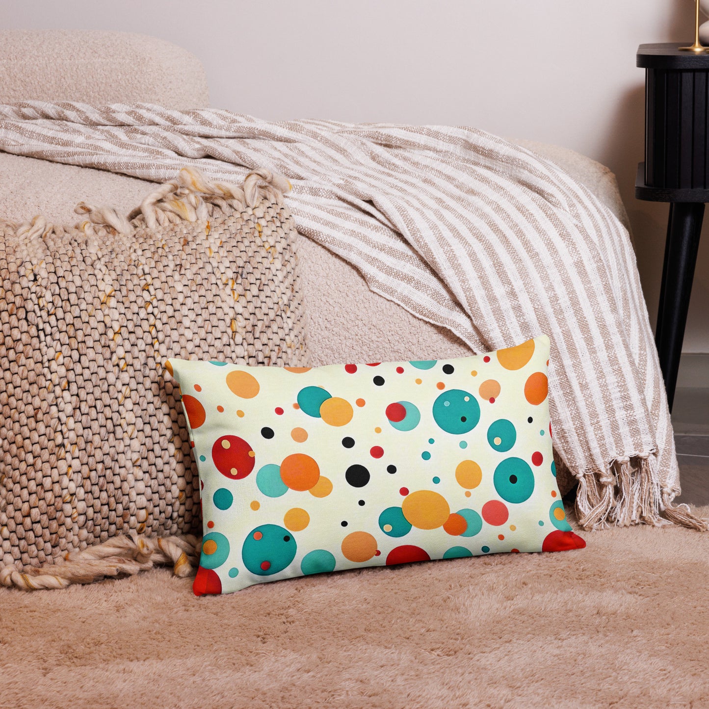 Colorful Dots V1 White Background Premium Pillow