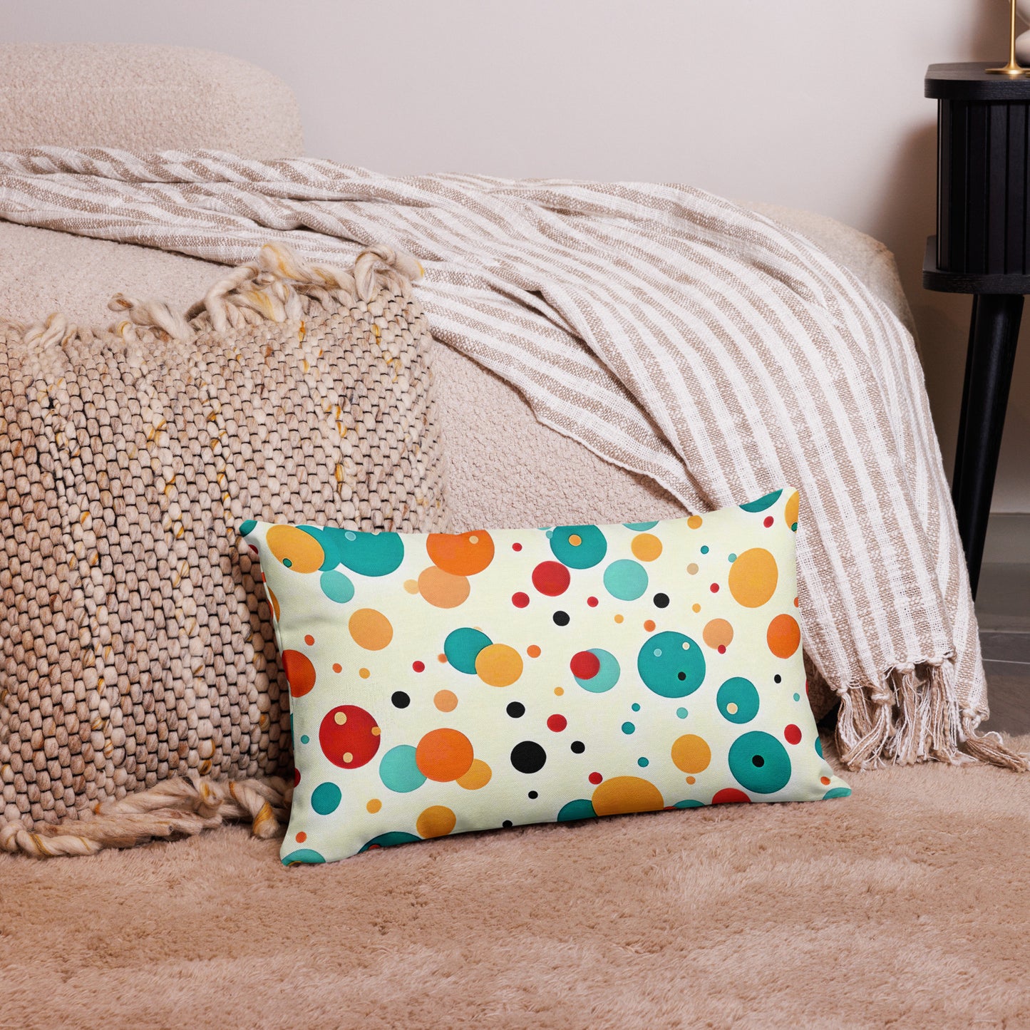 Colorful Dots V1 White Background Premium Pillow