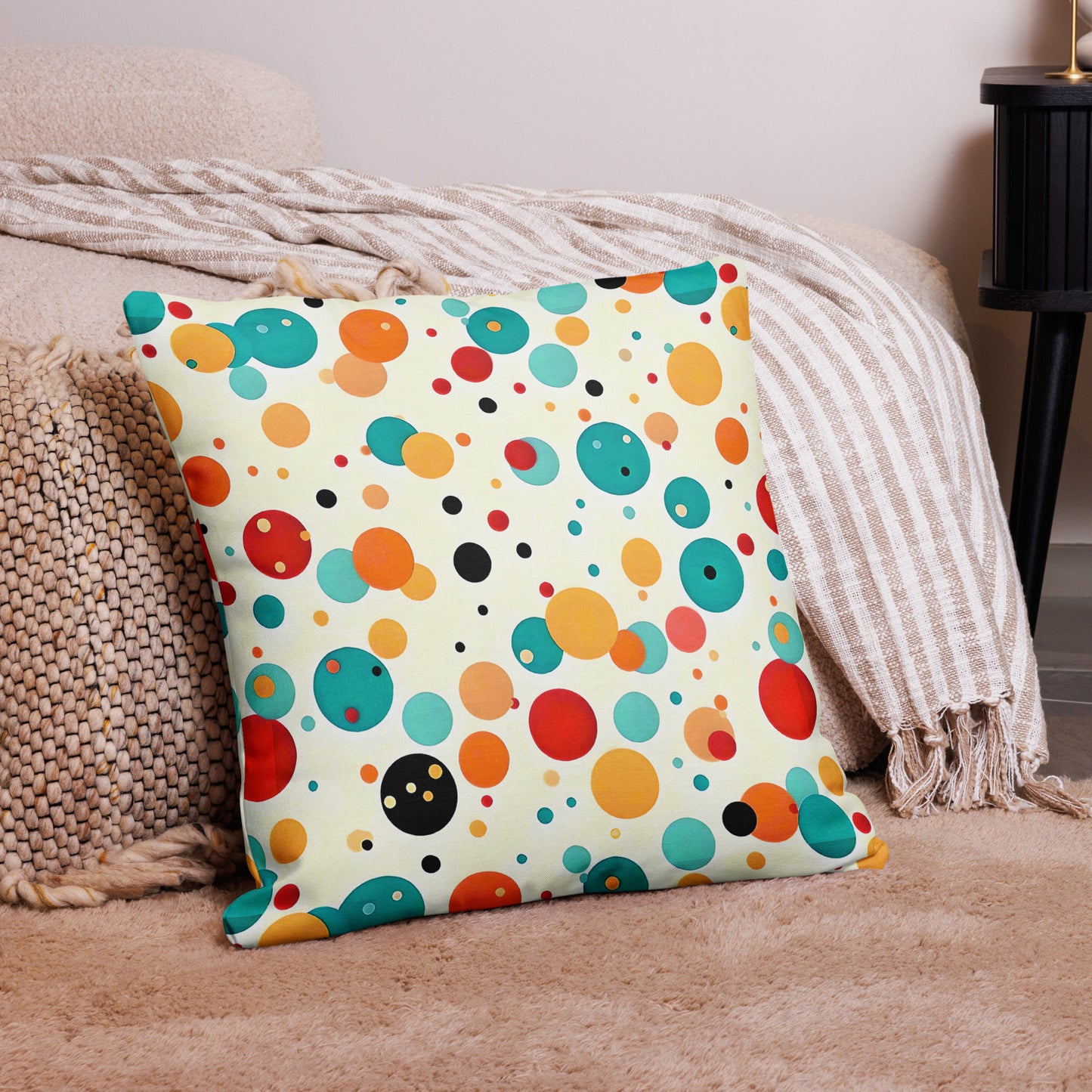 Colorful Dots V1 White Background Premium Pillow
