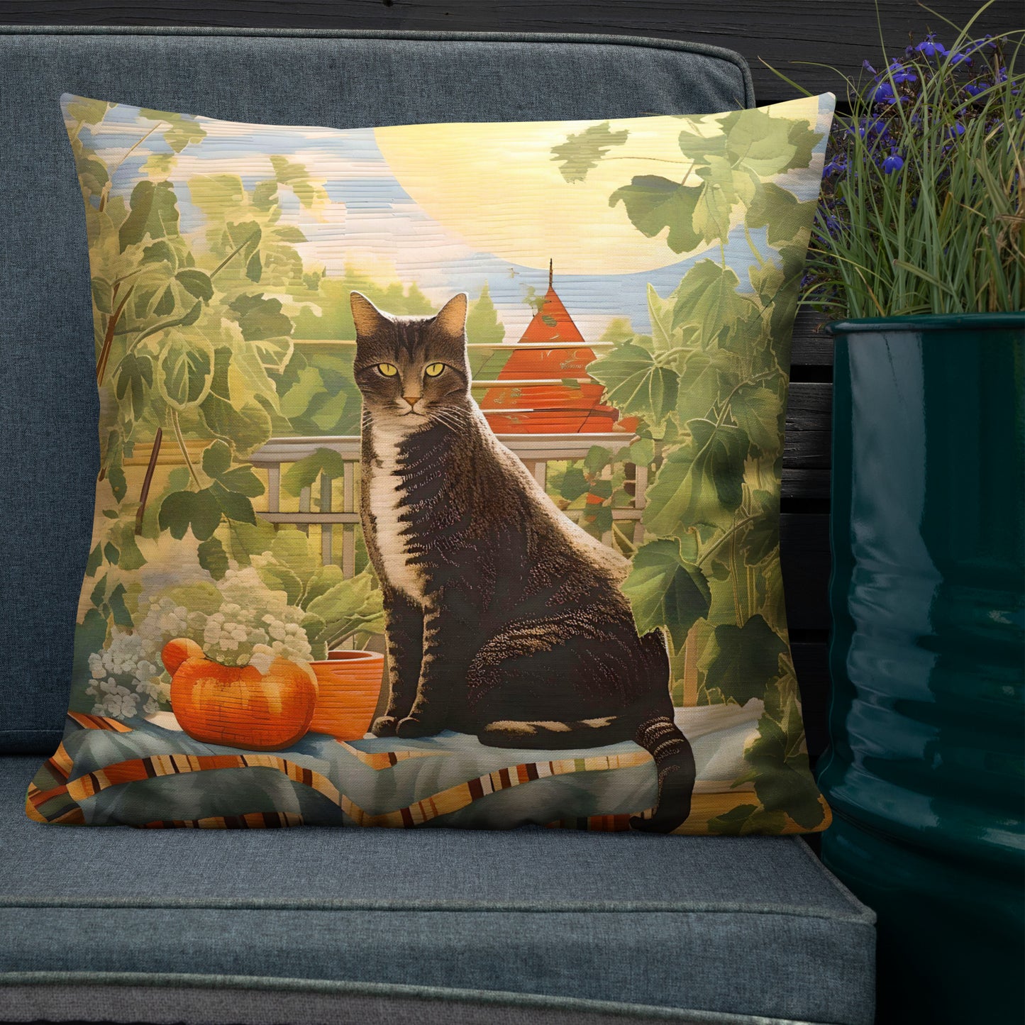 Vincent - Striped Tabby in the Garden Pillow