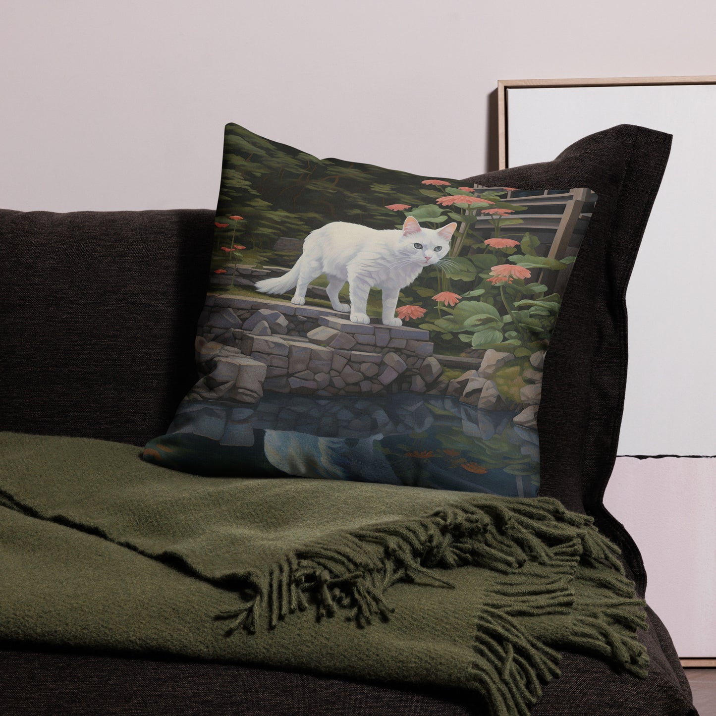 Pearl - White Cat Reflection Pillow