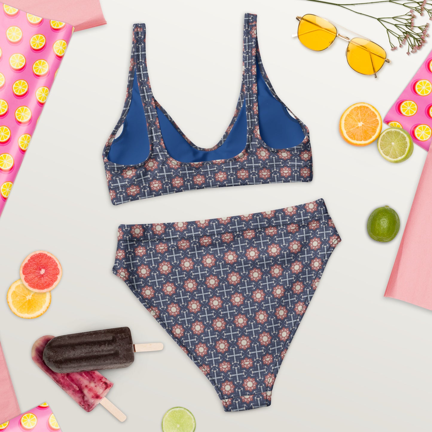 Red White & Blue Stars - Recycled high-waisted bikini