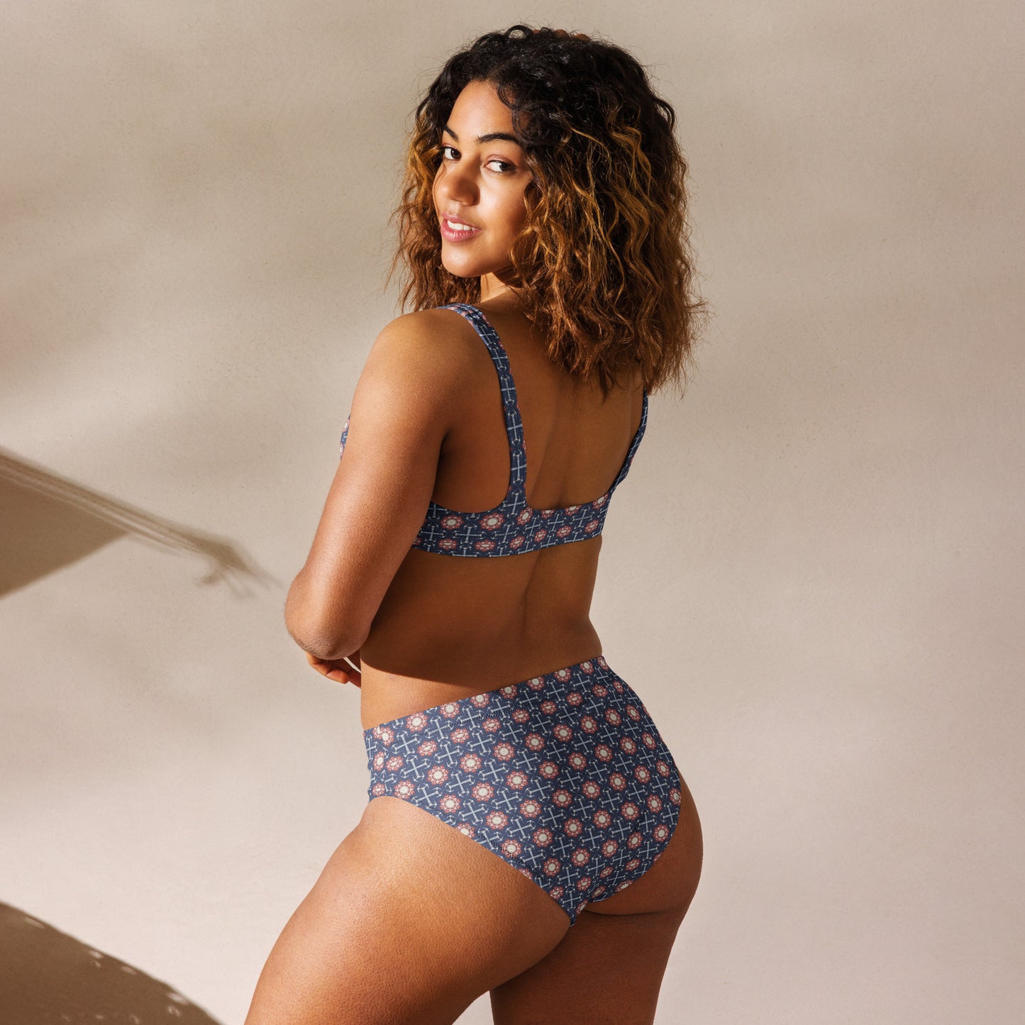 Red White & Blue Stars - Recycled high-waisted bikini