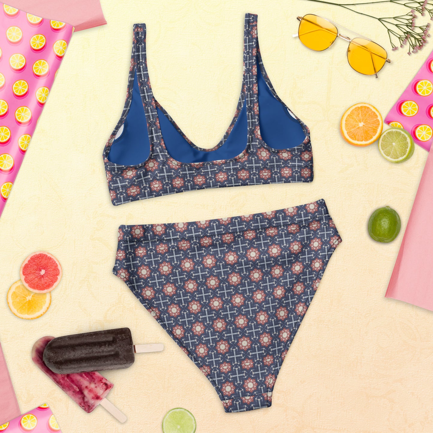 Red White & Blue Stars - Recycled high-waisted bikini