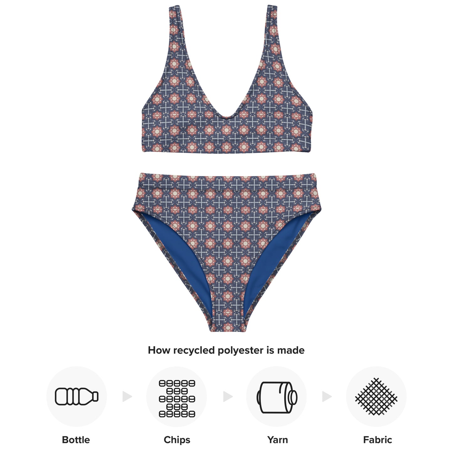 Red White & Blue Stars - Recycled high-waisted bikini