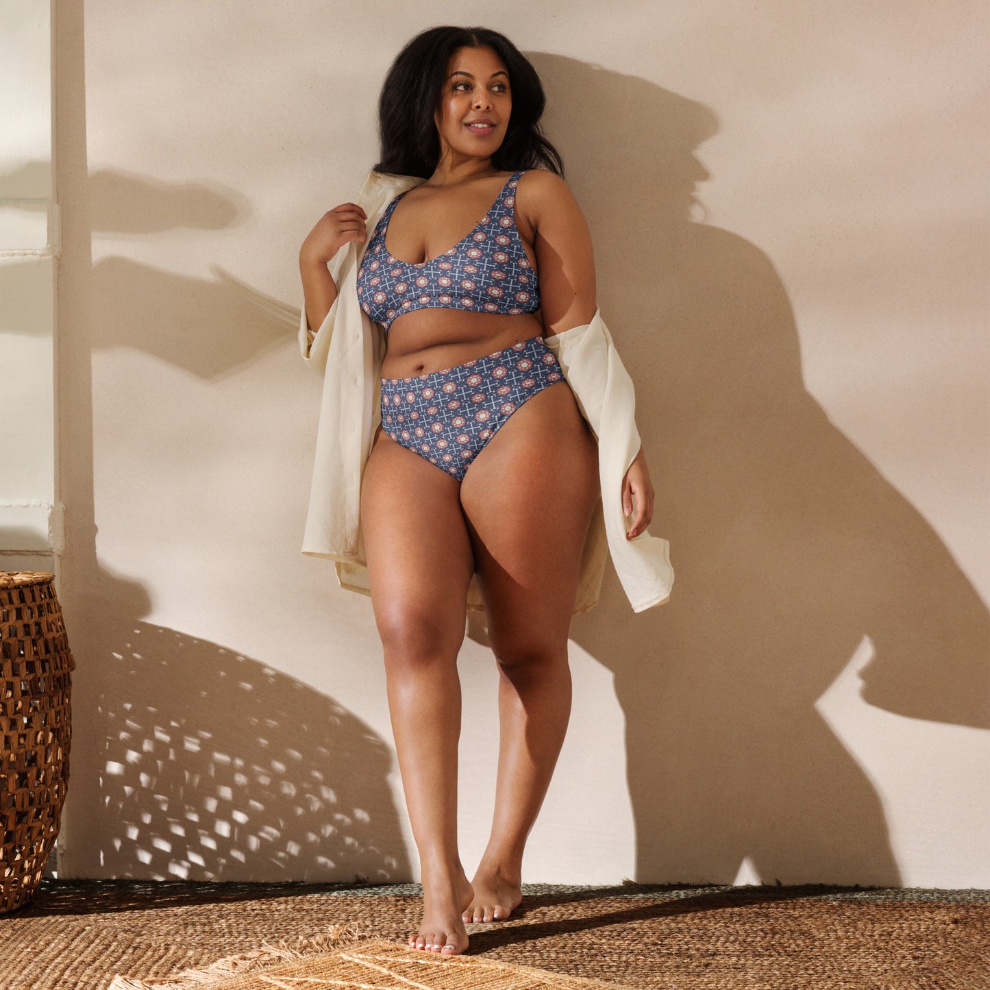 Red White & Blue Stars - Recycled high-waisted bikini