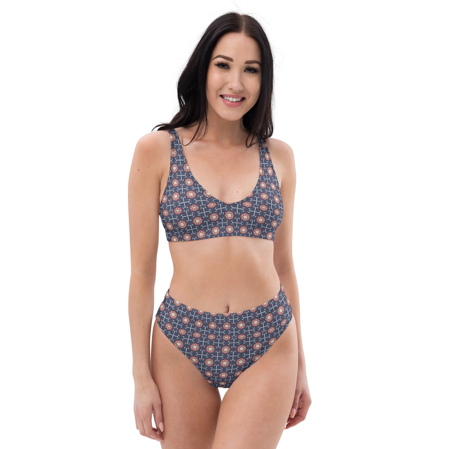 Red White & Blue Stars - Recycled high-waisted bikini