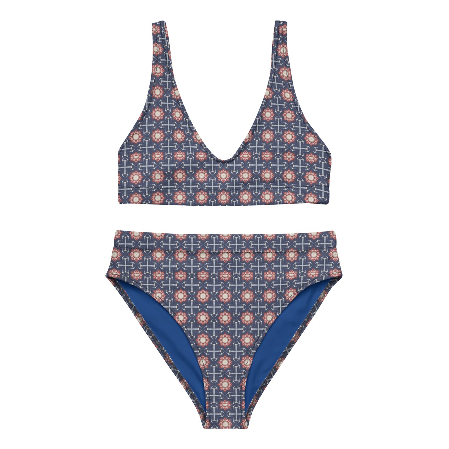 Red White & Blue Stars - Recycled high-waisted bikini