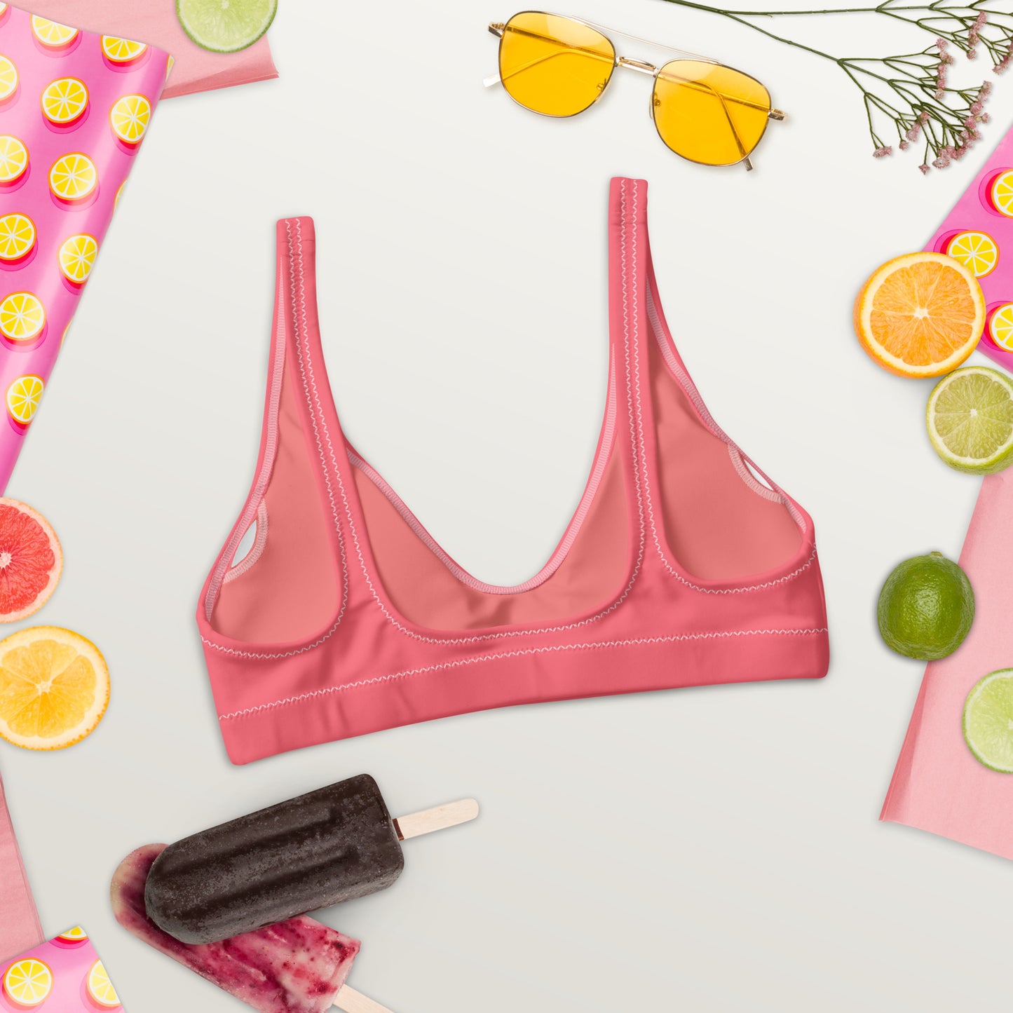 Hot Coral Padded Bikini Top