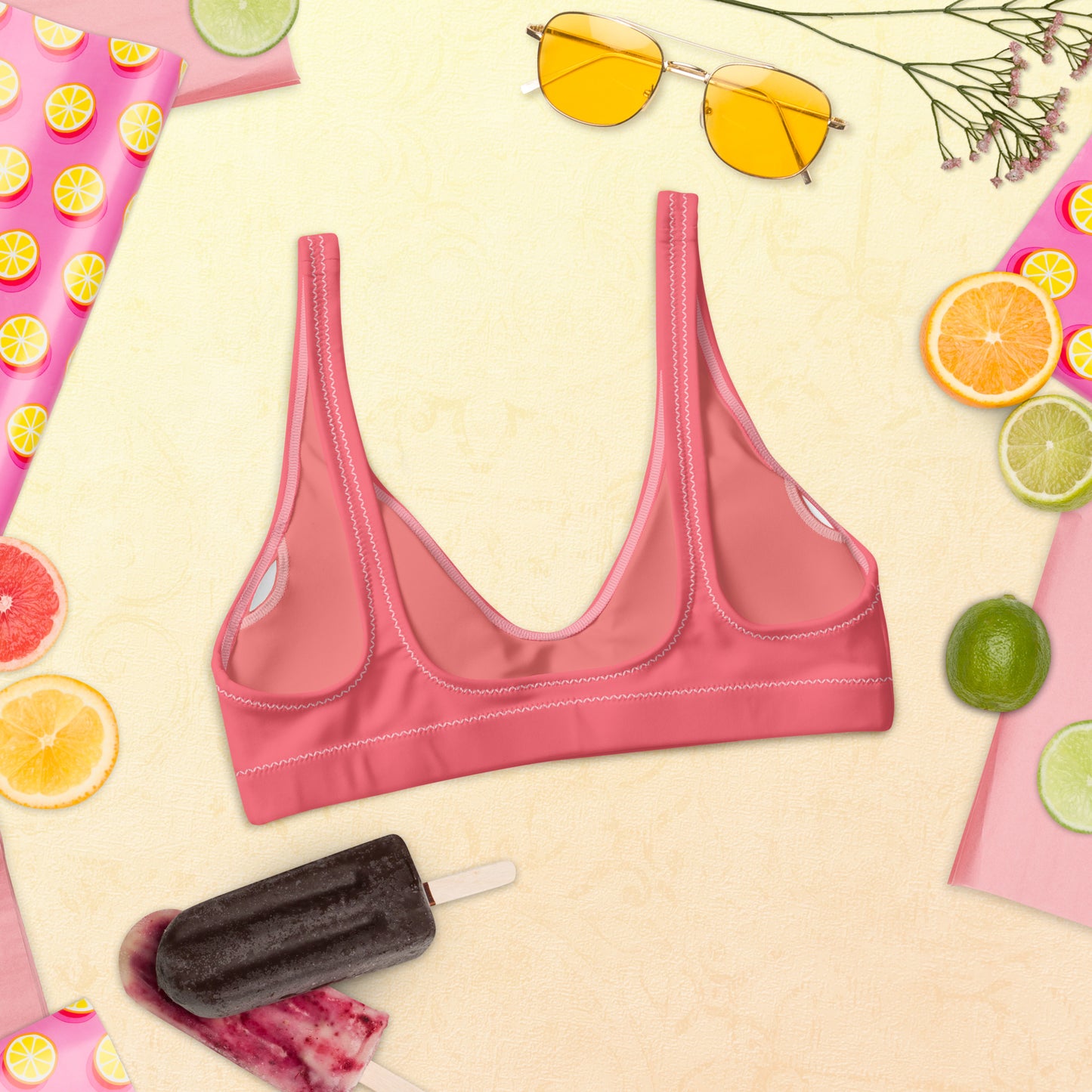 Hot Coral Padded Bikini Top