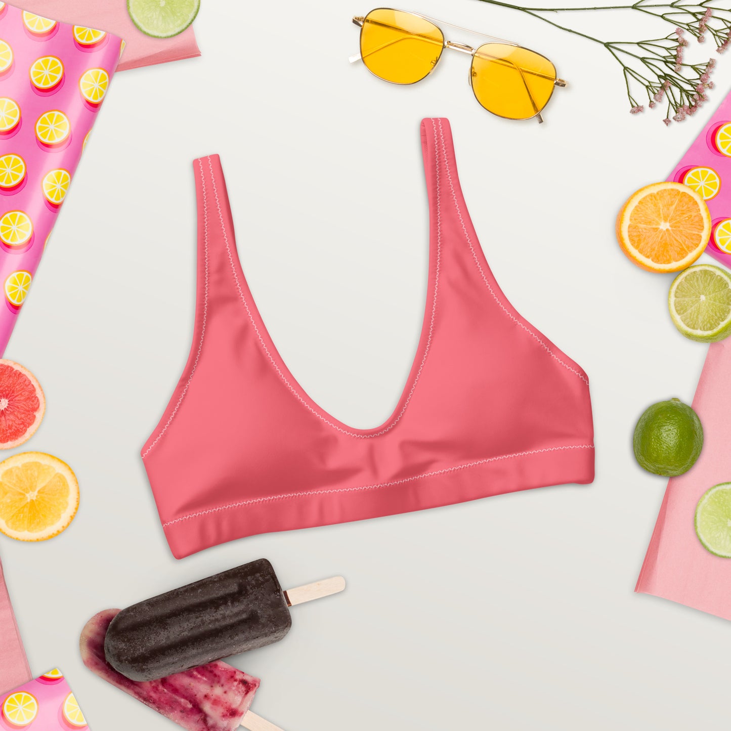 Hot Coral Padded Bikini Top