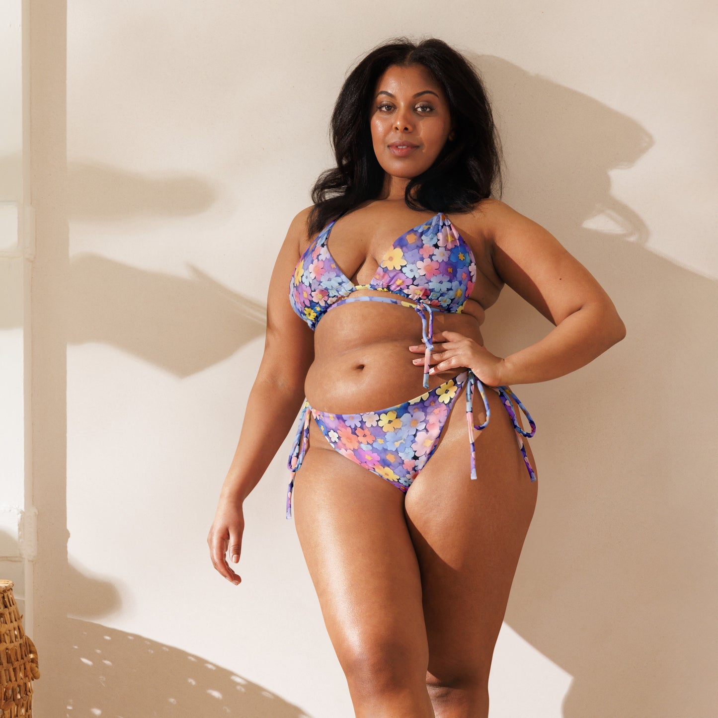 Pastel Watercolor Daisies All-over print recycled string bikini