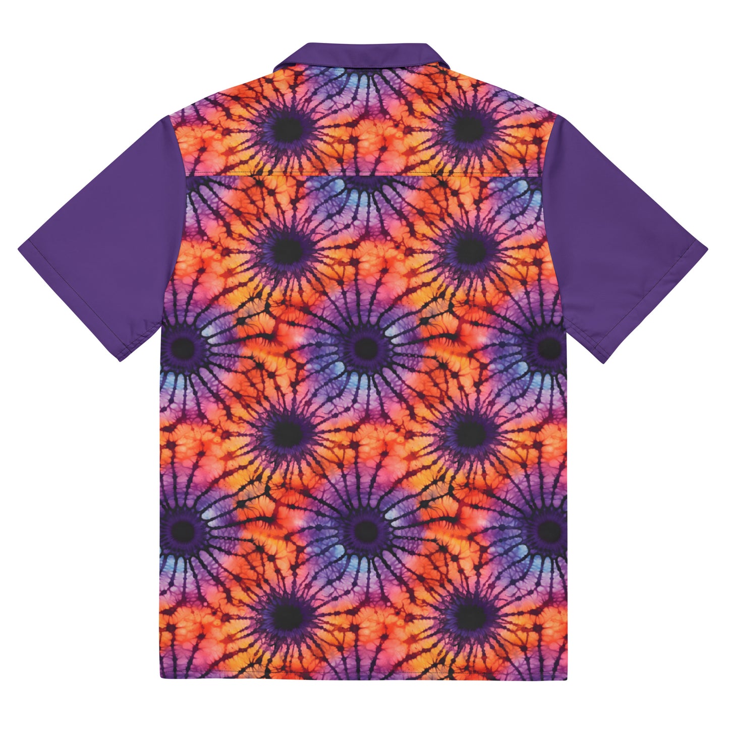 Purple and Orange Tie Dye Unisex Button Shirt