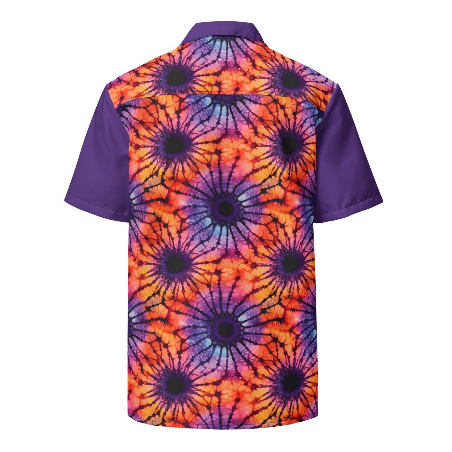 Purple and Orange Tie Dye Unisex Button Shirt