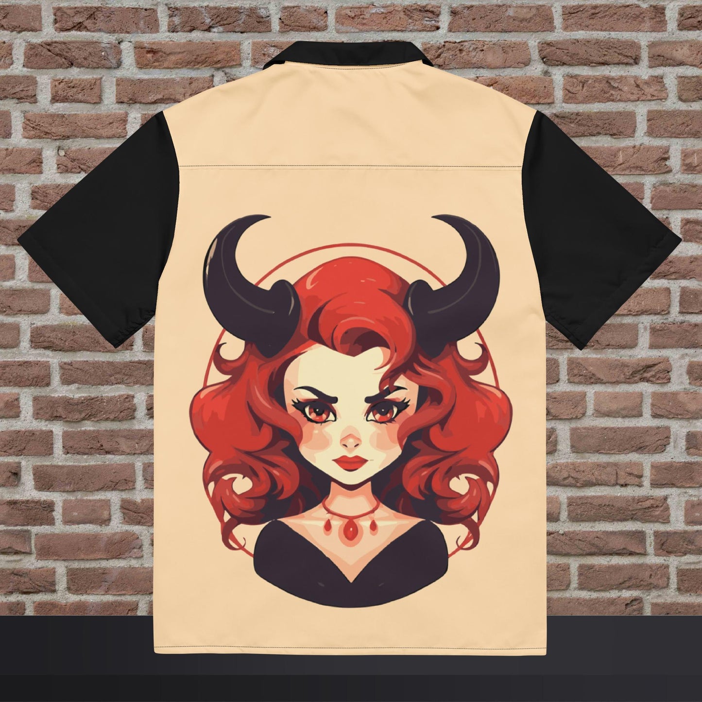 Red-Headed Devil Woman Button-Down Shirt