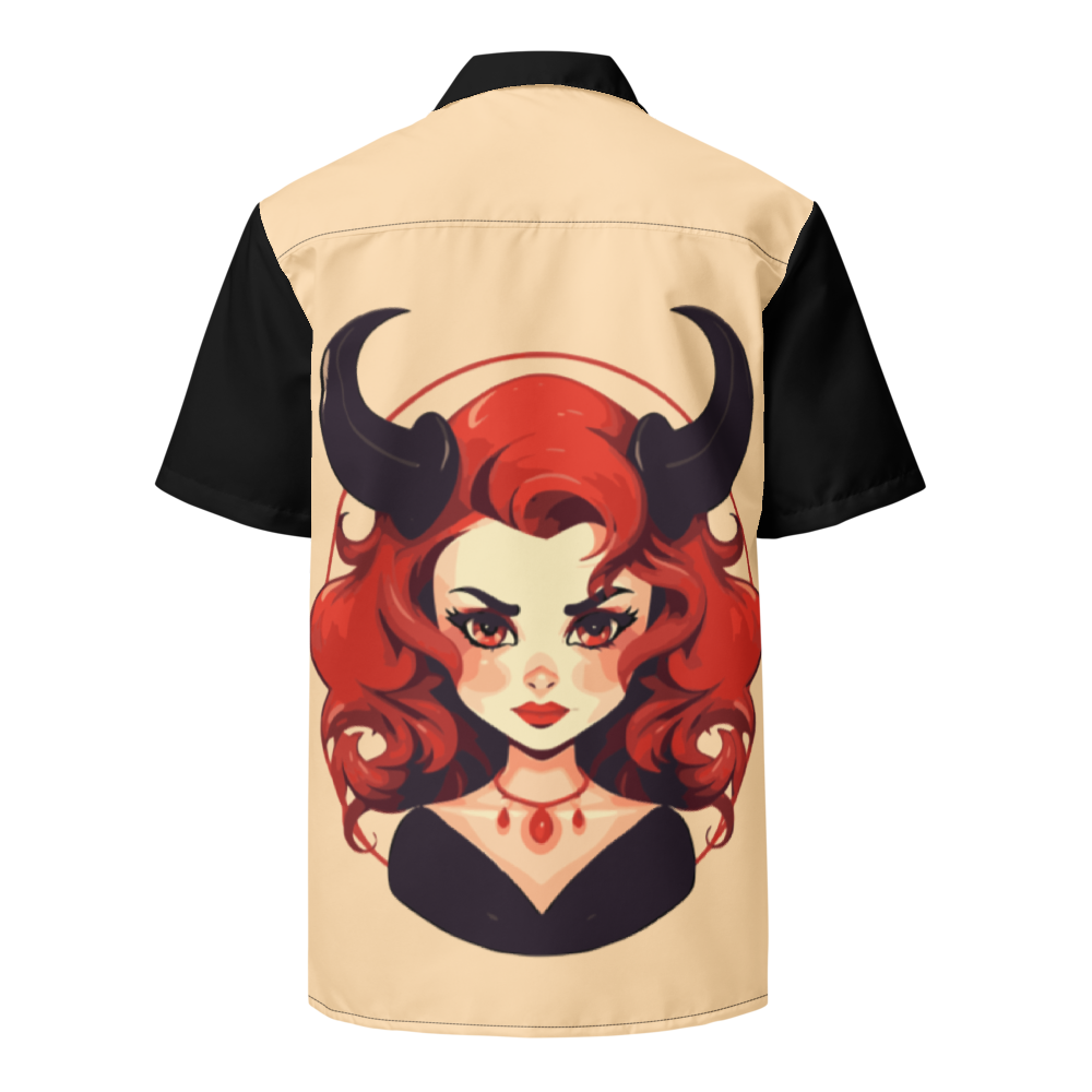 Red-Headed Devil Woman Button-Down Shirt