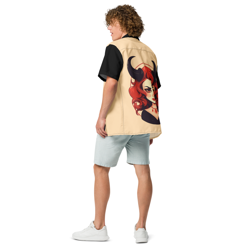 Red-Headed Devil Woman Button-Down Shirt