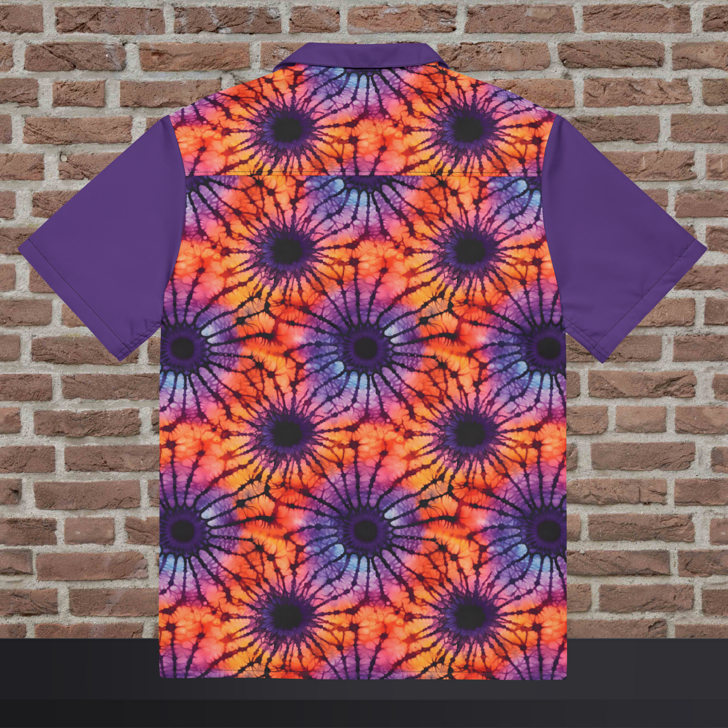 Purple and Orange Tie Dye Unisex Button Shirt