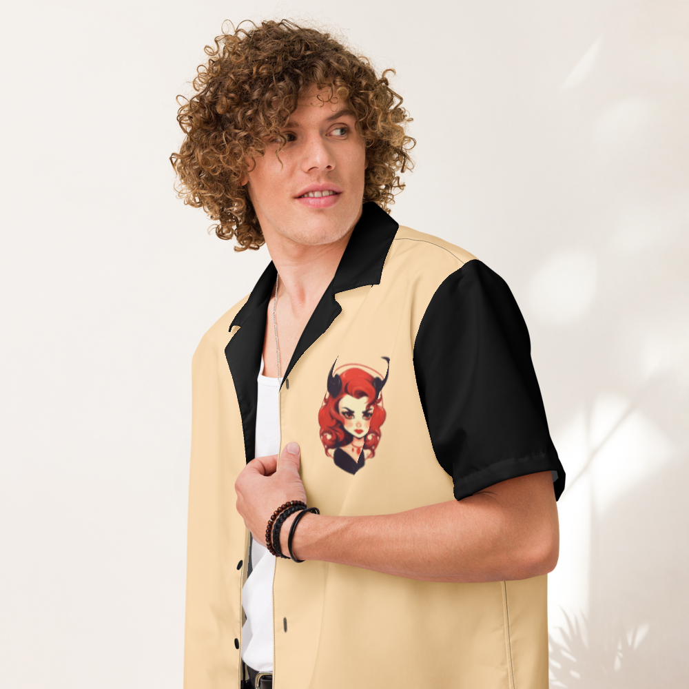 Red-Headed Devil Woman Button-Down Shirt