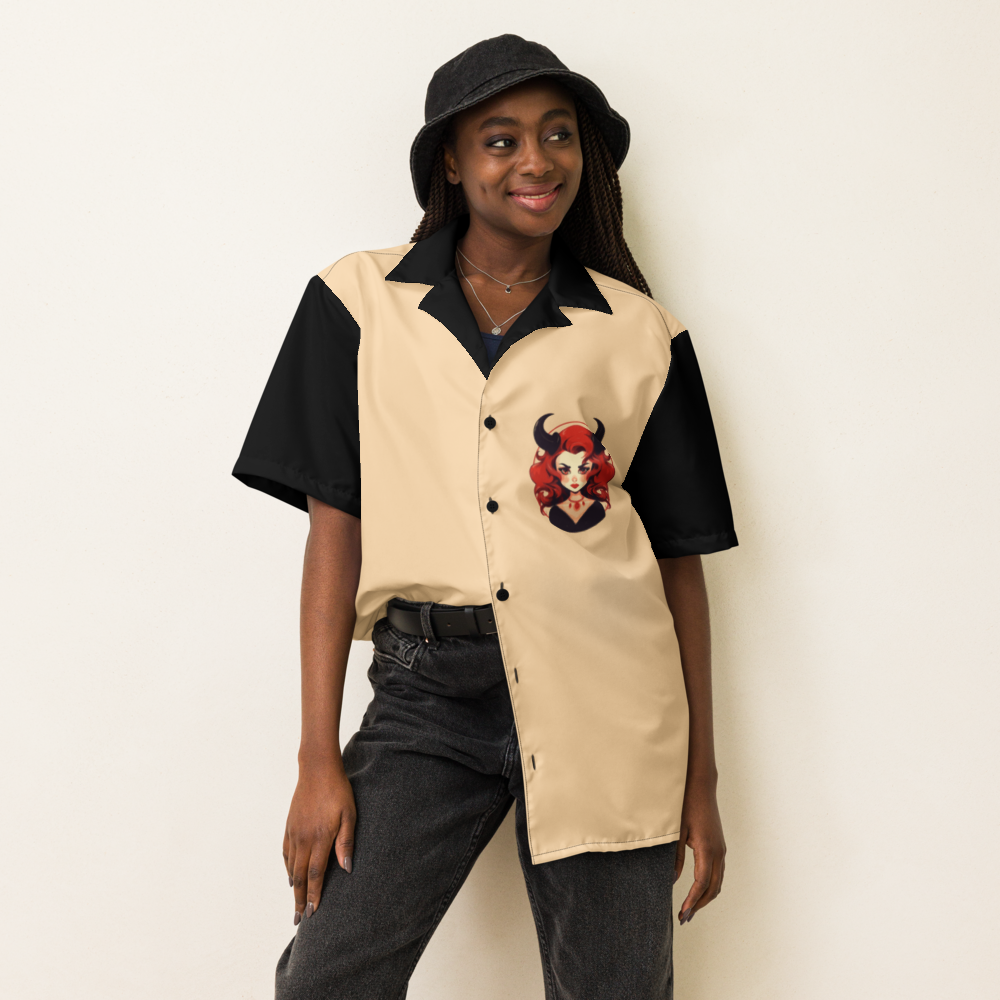 Red-Headed Devil Woman Button-Down Shirt