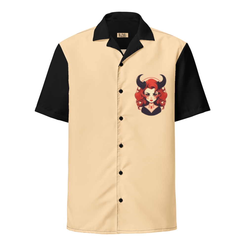 Red-Headed Devil Woman Button-Down Shirt
