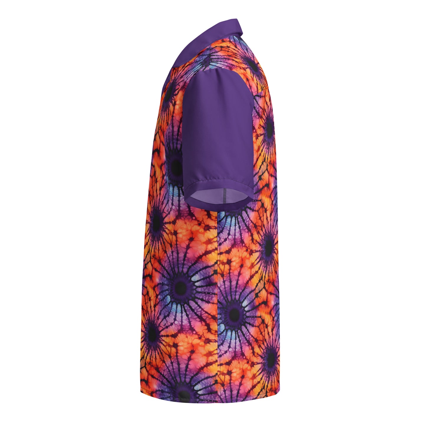 Purple and Orange Tie Dye Unisex Button Shirt
