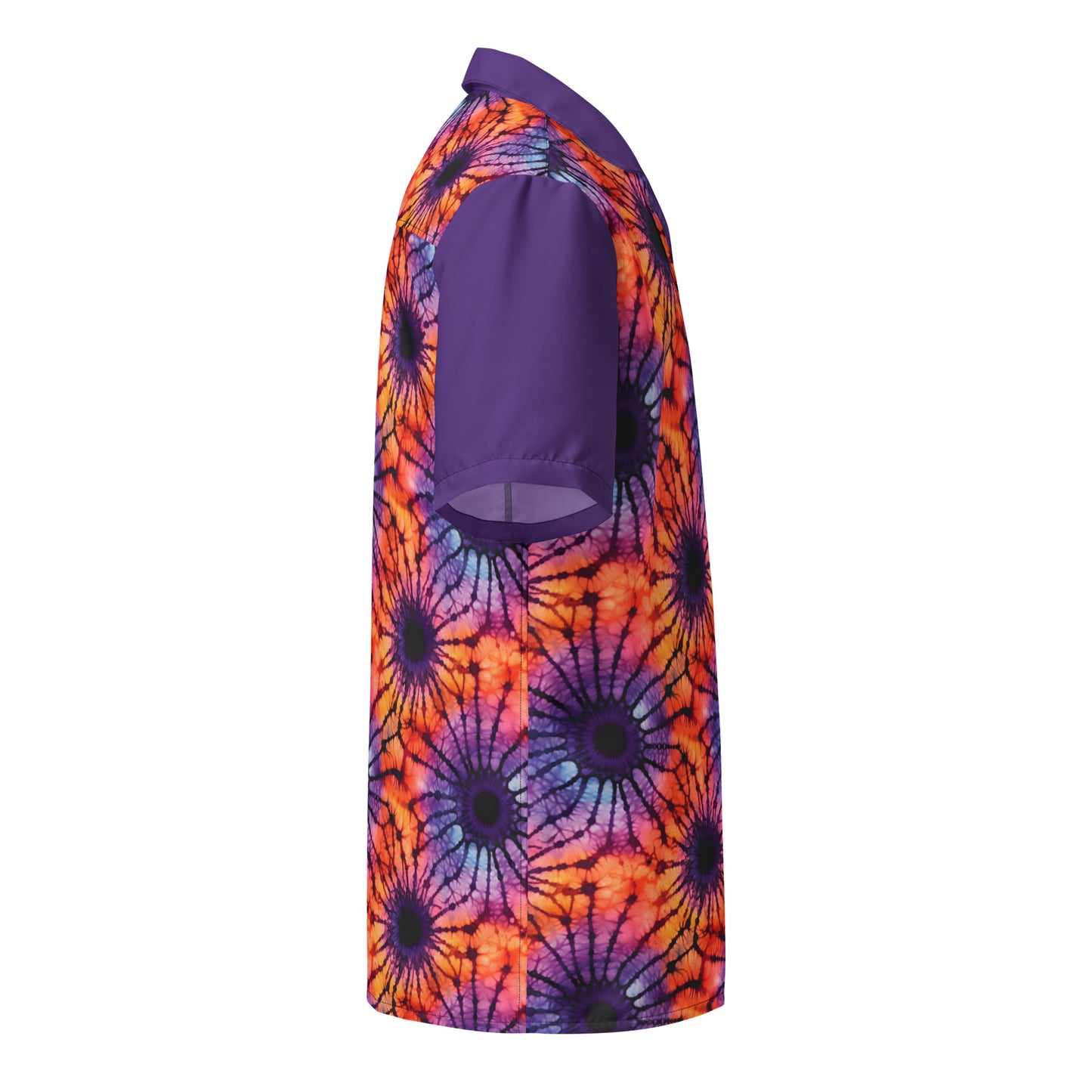 Purple and Orange Tie Dye Unisex Button Shirt