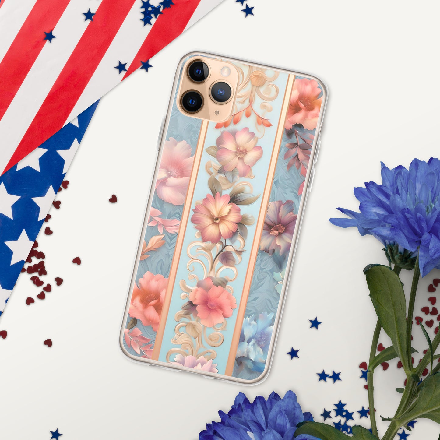 Floral Stripe Clear Case for iPhone®