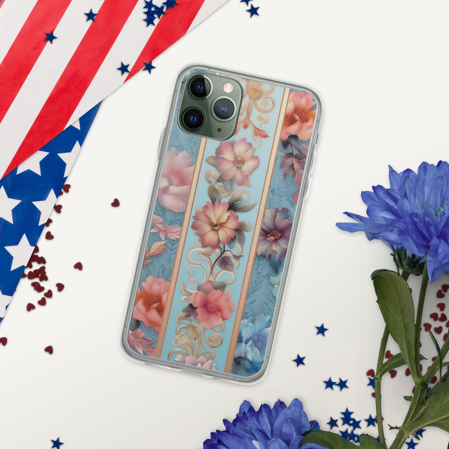 Floral Stripe Clear Case for iPhone®