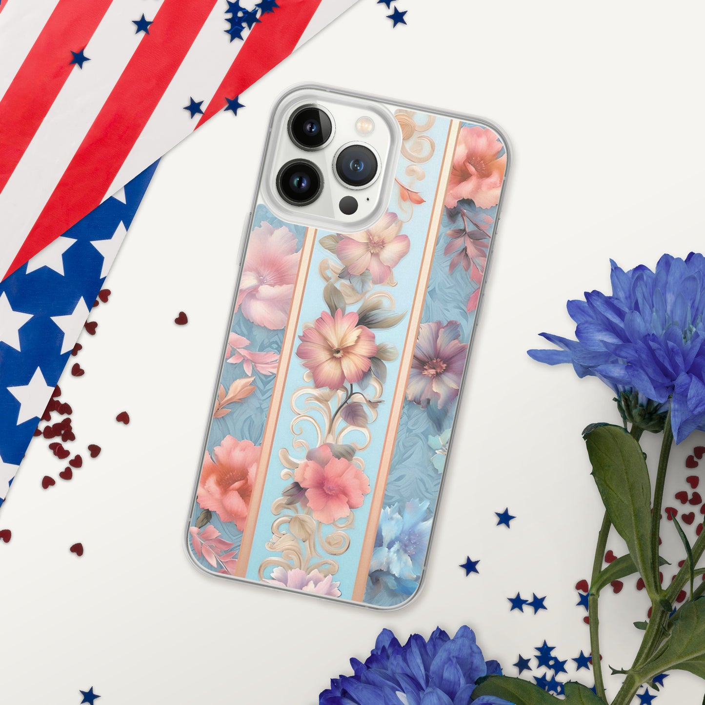 Floral Stripe Clear Case for iPhone®