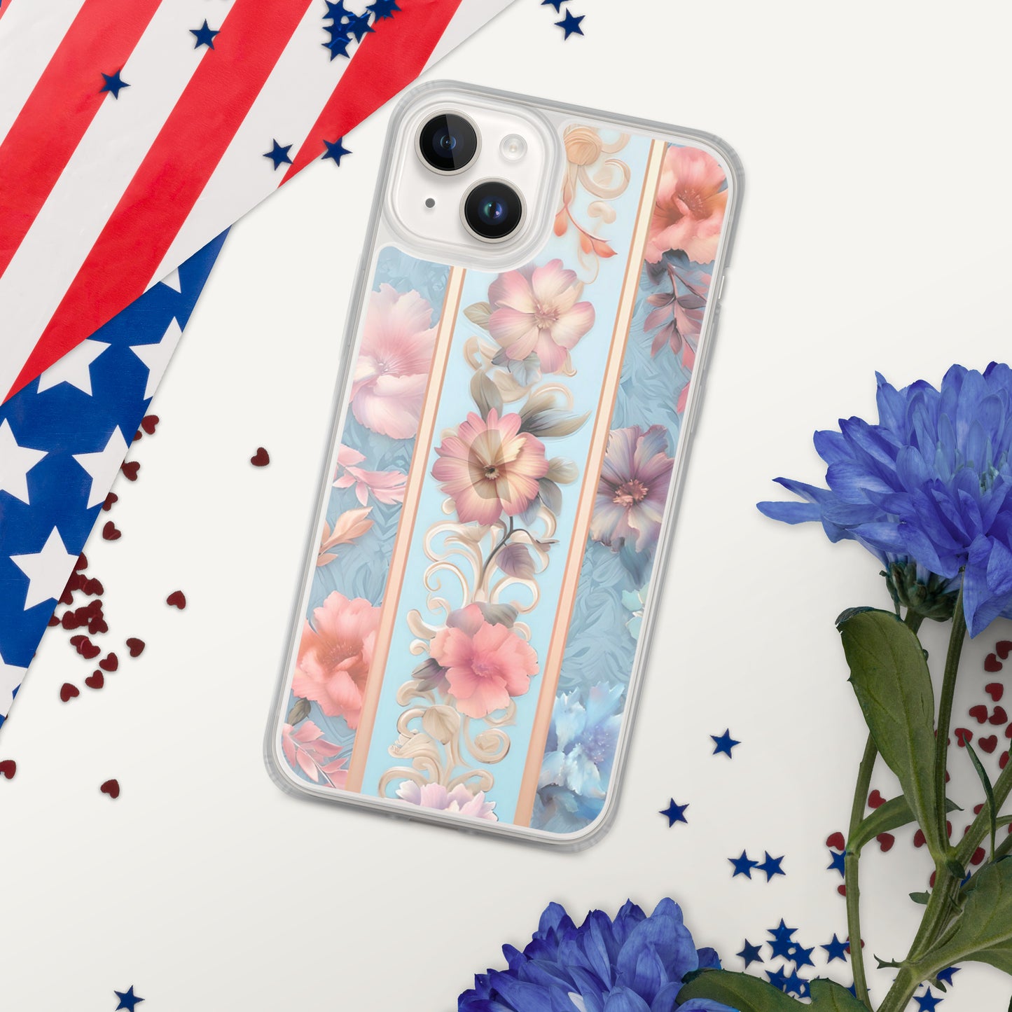 Floral Stripe Clear Case for iPhone®