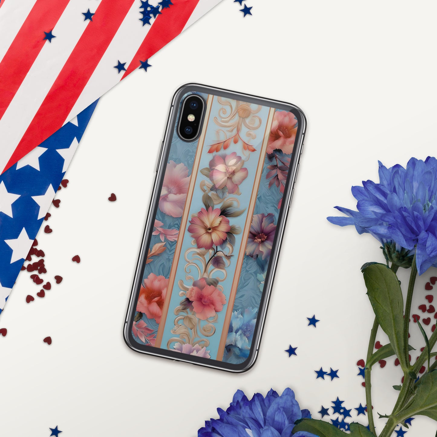 Floral Stripe Clear Case for iPhone®