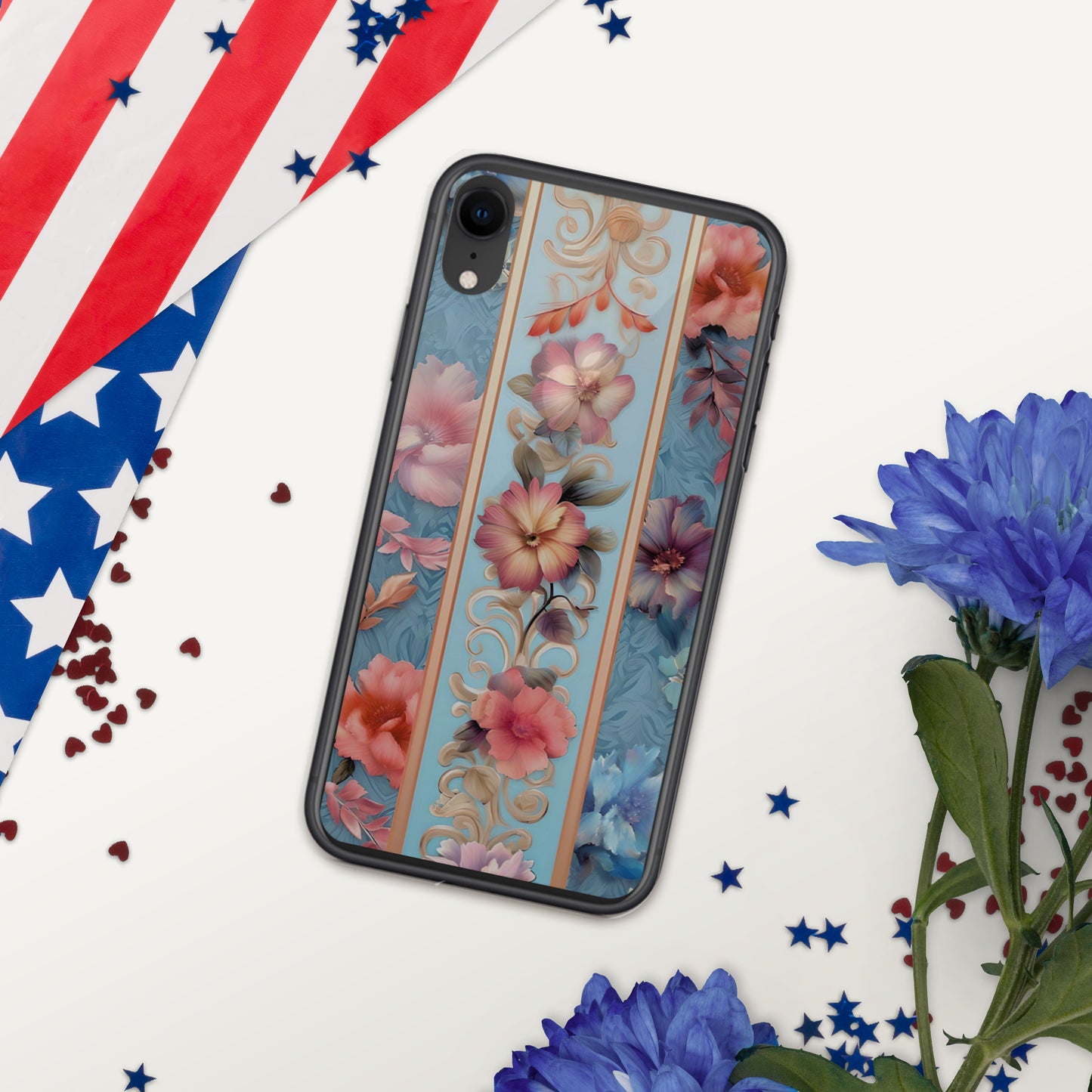 Floral Stripe Clear Case for iPhone®