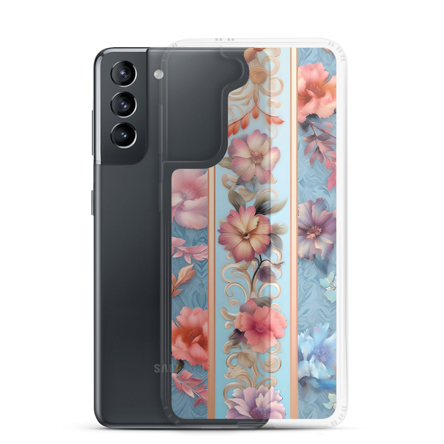 Floral Stripe Clear Case for Samsung®