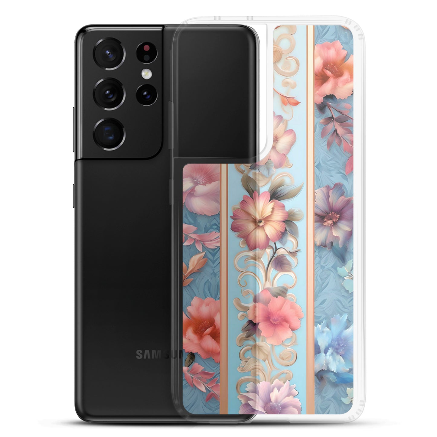 Floral Stripe Clear Case for Samsung®