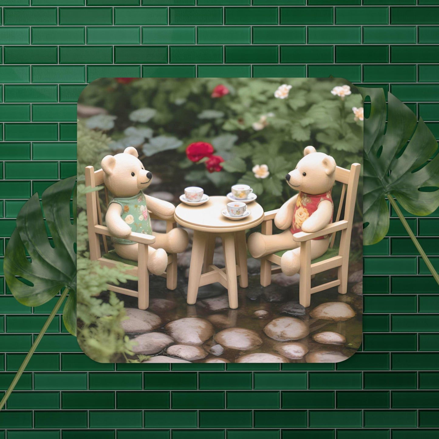 Teddy Bear Garden Tea Party Coaster
