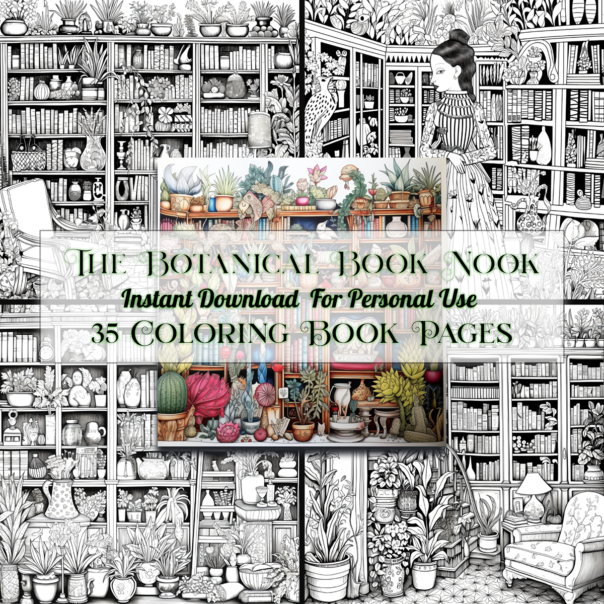 The Botanical Book Nook - Coloring Book Pages