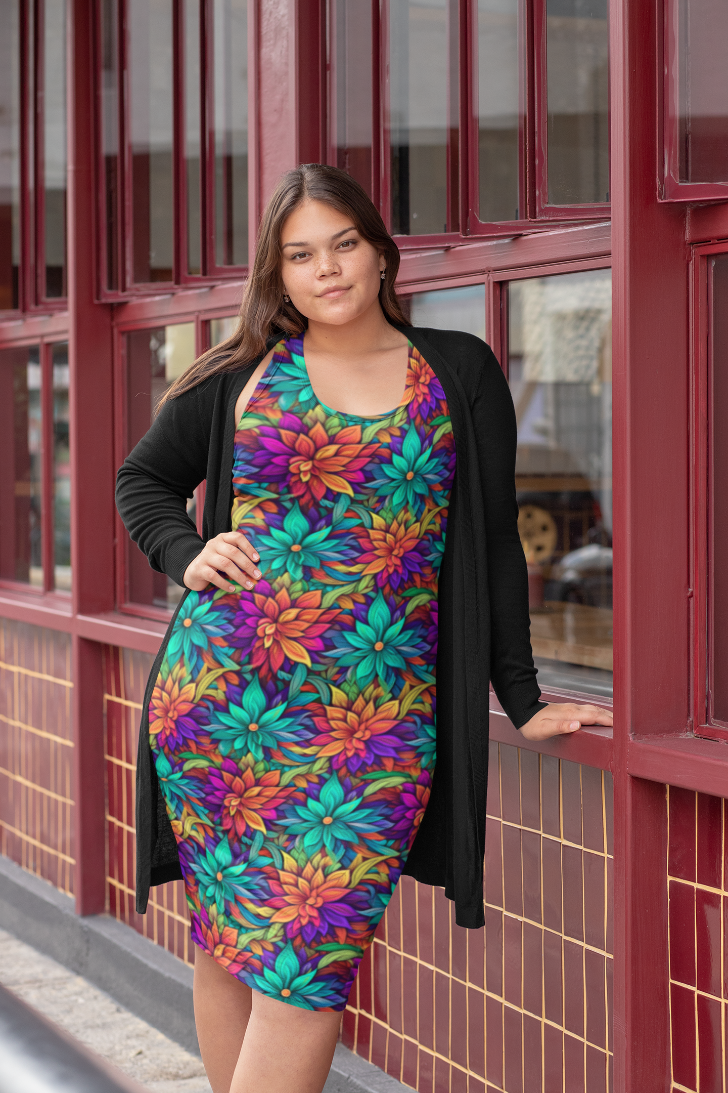 Vibrant Blooms Floral Dress