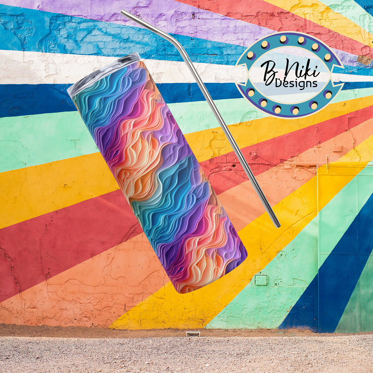 Rainbow Waves Stainless Steel Tumbler