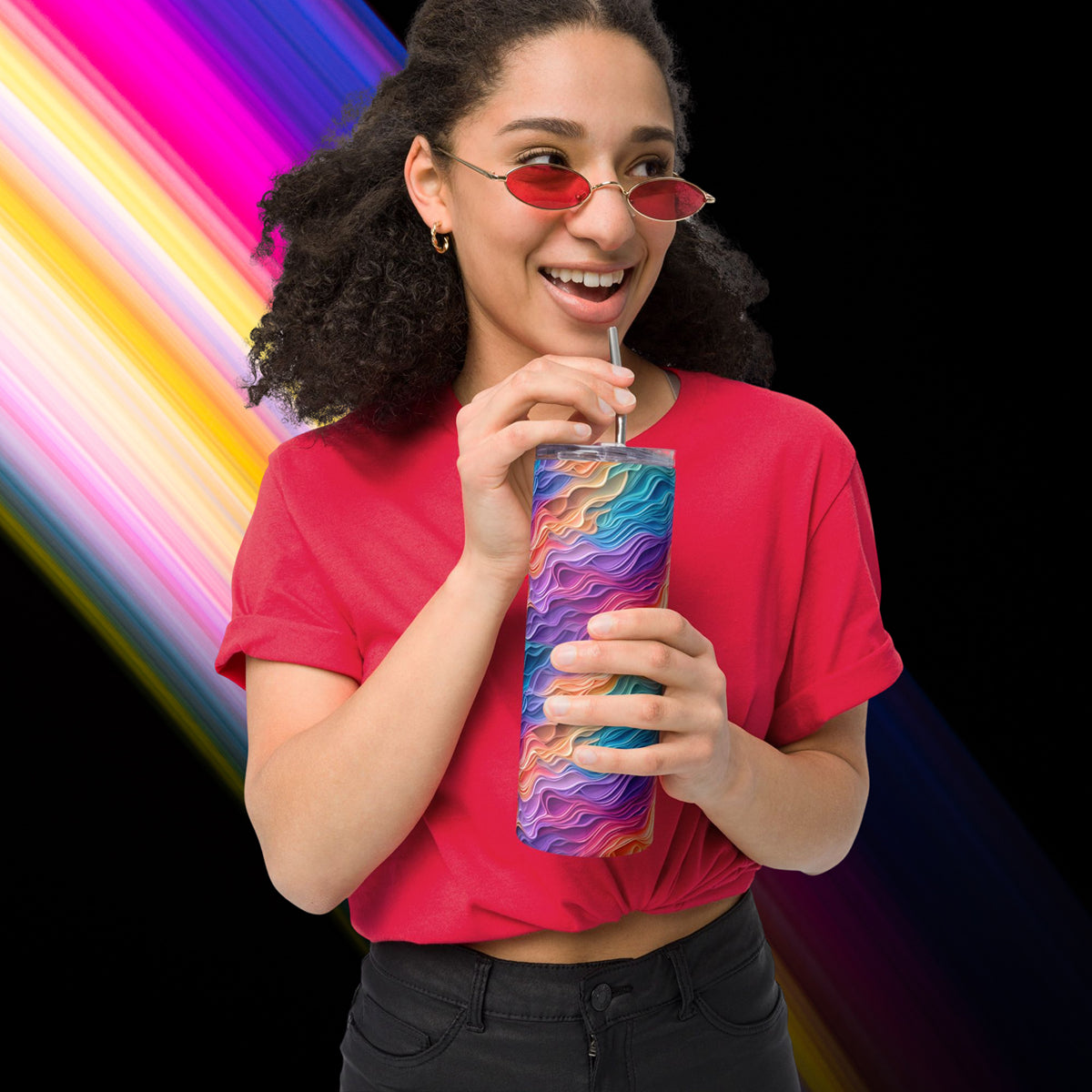 Rainbow Waves Stainless Steel Tumbler