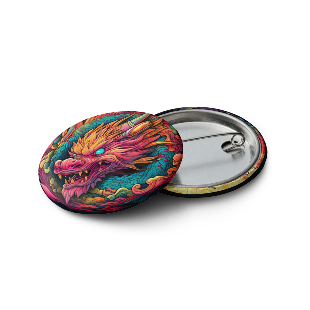 Psychedelic Dragons Set of Pin Buttons