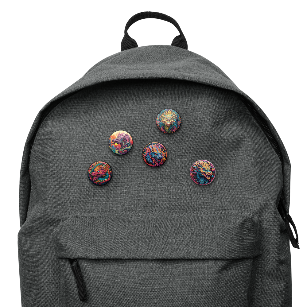 Psychedelic Dragons Set of Pin Buttons